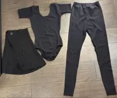 シルビア バレエ レオタード 巻きスカート レギンス 3点セット 黒 M L