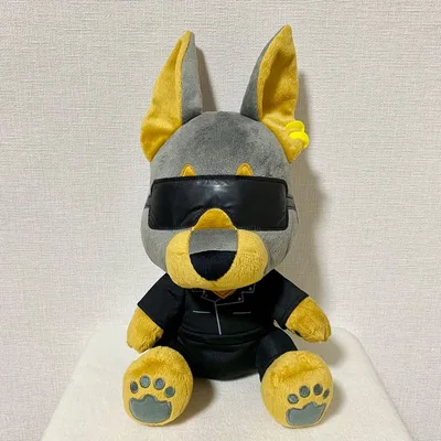 DOBERMAN INFINITY ぬいぐるみ おすわり 黒い服