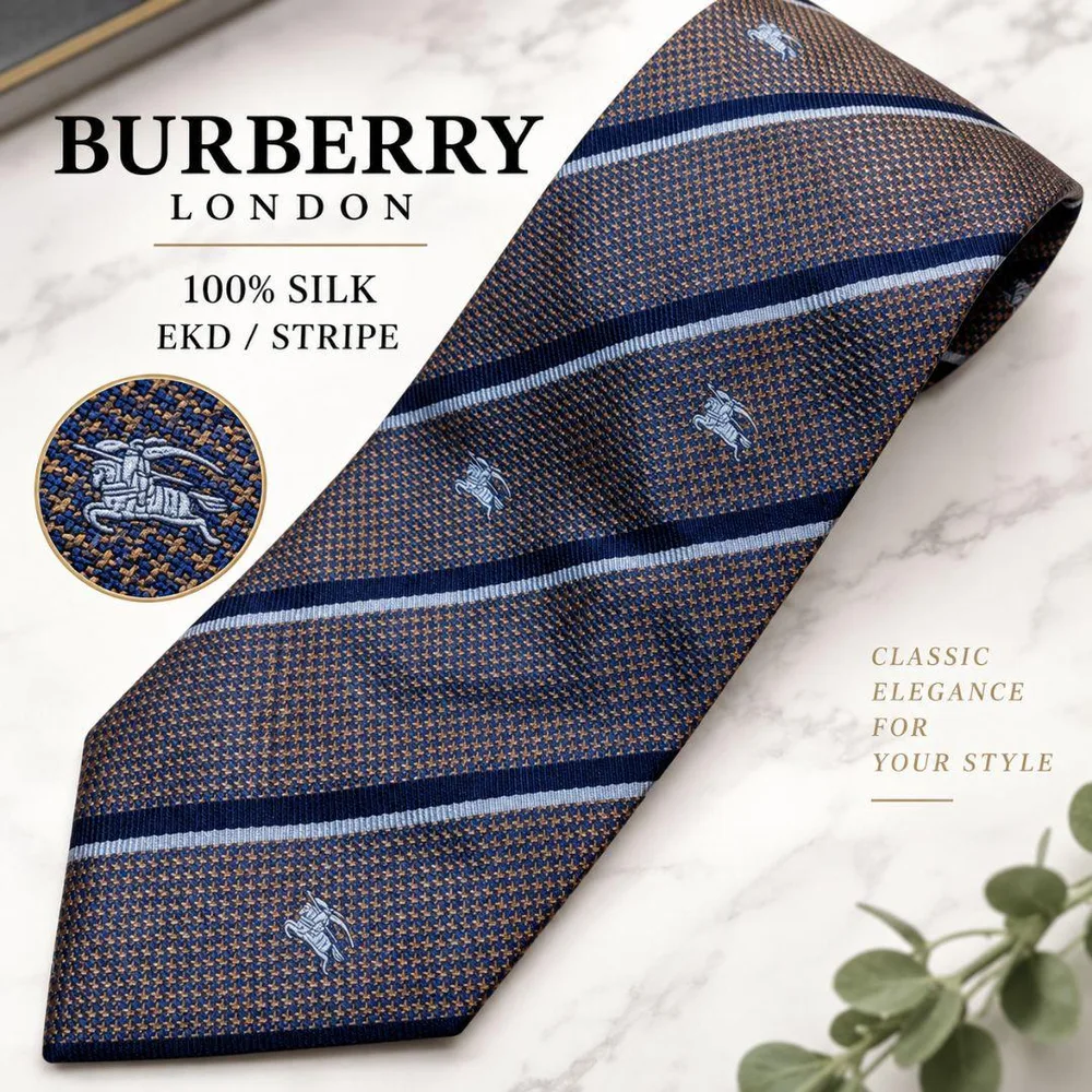 BURBERRY LONDON ネクタイ シルク100% 騎士 総柄 ホース