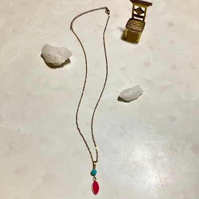 ハンドメイド 金アレ対応 天然石 ネックレス アマゾナイト ピンクカルセドニー