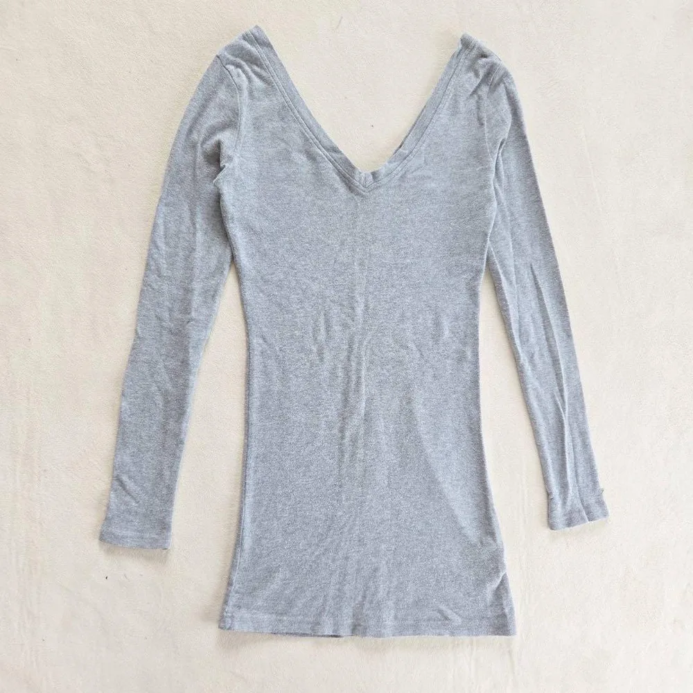 Sa Lady 長袖 モダンVネックTシャツ カットソー グレー S相当