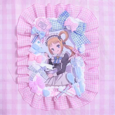 ♡【A6・ポストカードサイズ】硬質ケース ホイップデコ ピンク×水色 平成女児♡