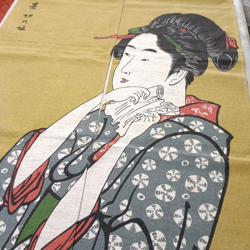 喜多川歌麿 北国五色墨 /切の娘 のれん(130×80㎝)