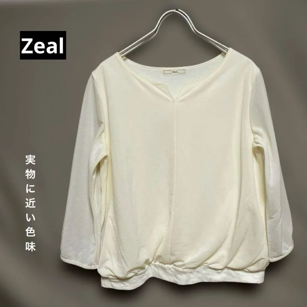 ジール Zeal シフォン素材ブラウス風カットソー Mサイズ 日本製 七分袖