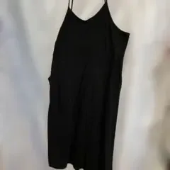 ブラック キャミワンピース ロング丈 ペイズリー柄の二枚