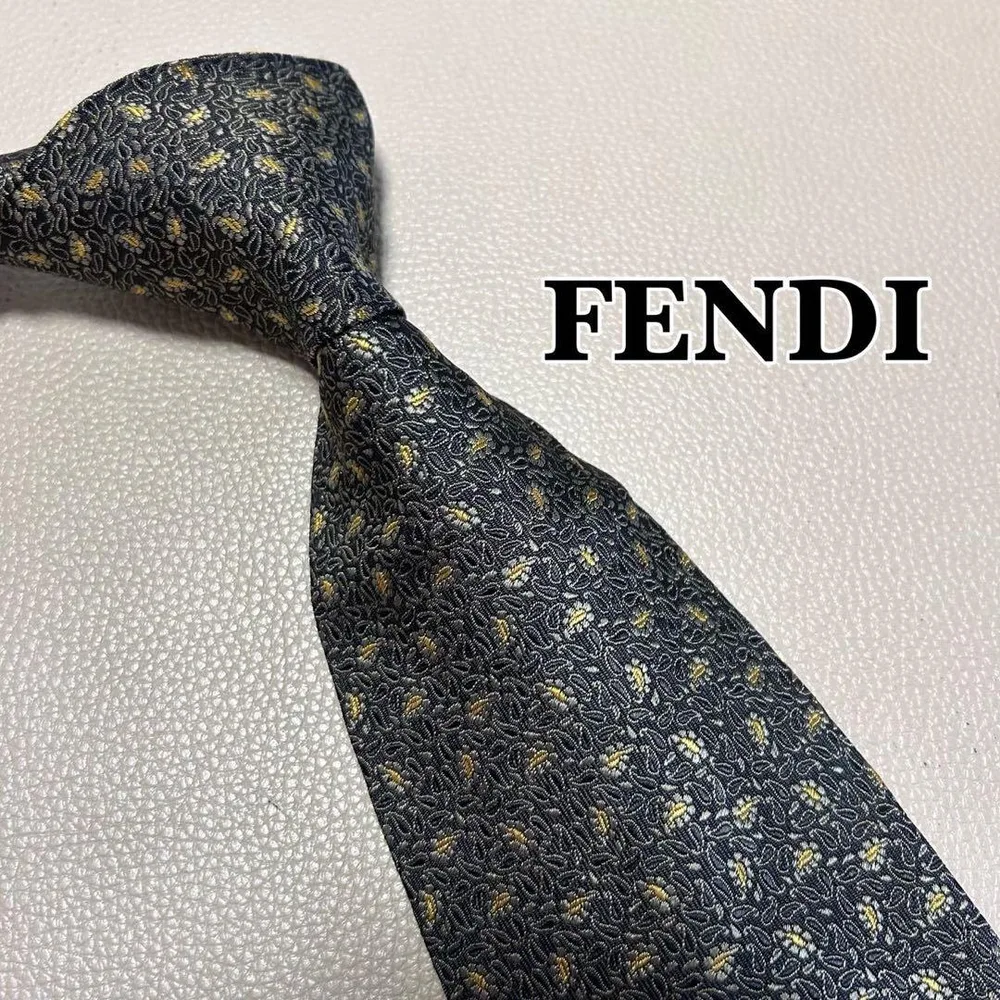 フェンディ ネクタイ FF ストライプ ズッカ ペイズリー シルク ビジネス