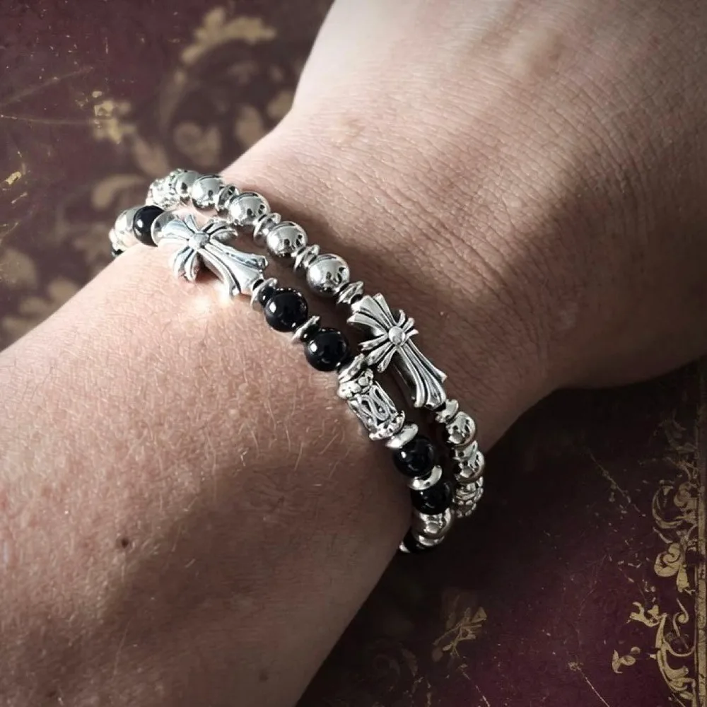 アメカジ シルバー ブラック ブレスレット ストリート アクセサリー bless
