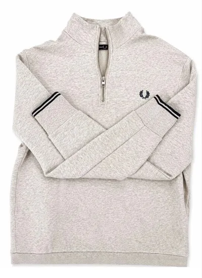 FRED PERRY ハーフジップ トレーナー ベージュ