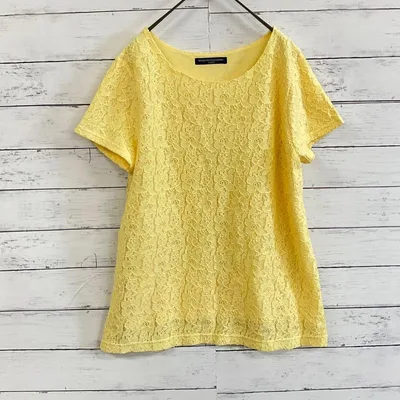 HONEYSUCKLE ROSE レース✨Tシャツ Lサイズ 黄色 花柄 夏