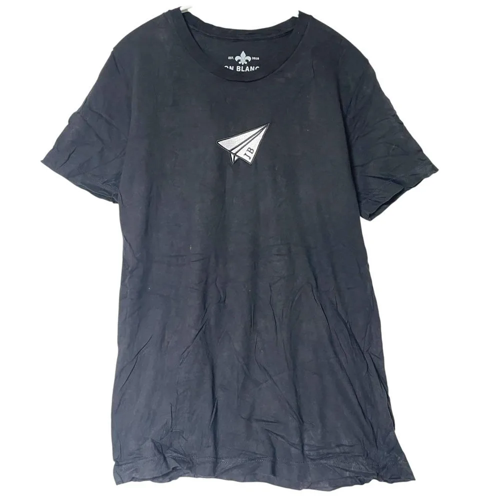 ジョンブランコ Tシャツ クルーネック 半袖 ワンポイント 無地 S 黒