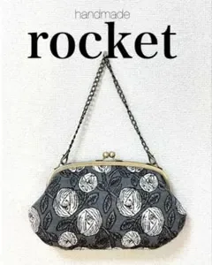ハンドメイド がま口バッグ ポーチ rosy グレー ホワイト ミナペルホネン