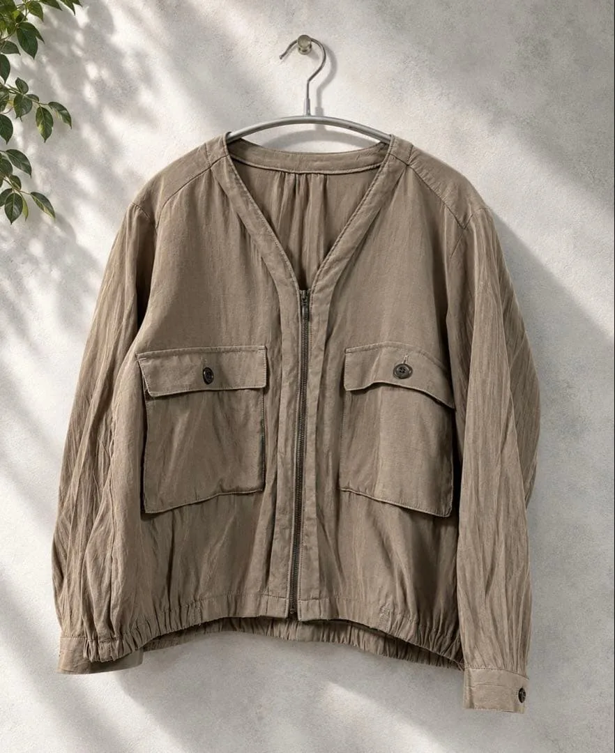 COMME CA ISM フロントジップ 長袖シャツ ブラウス ブルゾン