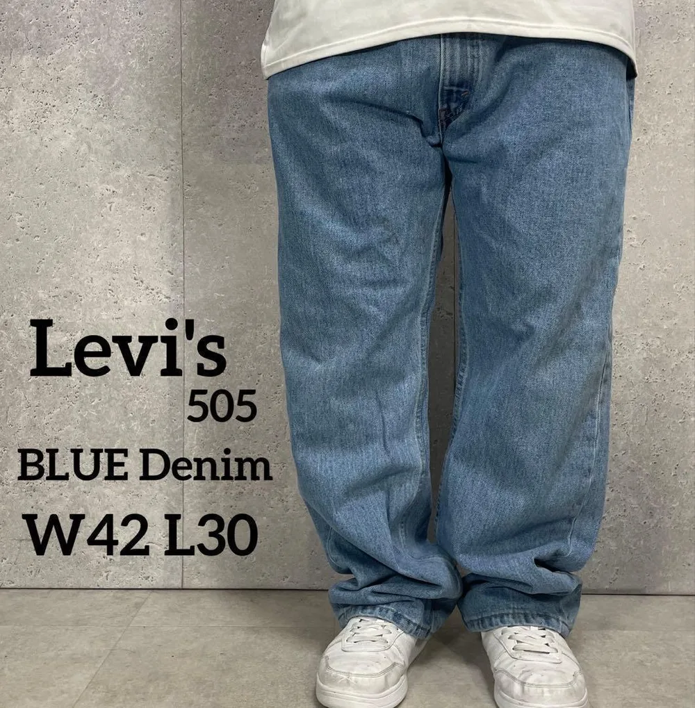 リーバイス505 ブルーデニム ビックサイズジーンズ 古着W42 L30