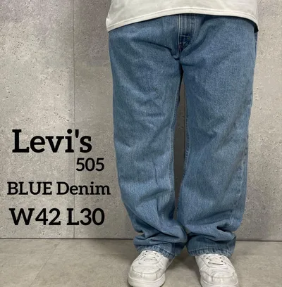リーバイス505 ブルーデニム ビックサイズジーンズ 古着W42 L30