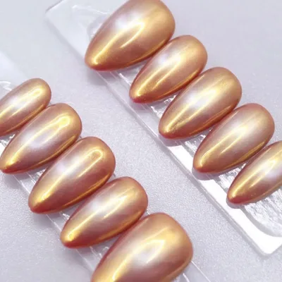 53ネイルチップSサイズ 韓国 メタリック ミラー マグネット 高見え ゴールド