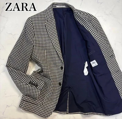 【美品】ZARA ザラ テーラードジャケット M ツイード ピンバッジ 2B