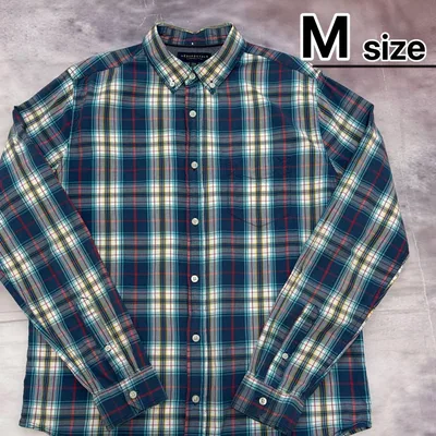 USA古着 長袖シャツ M ブルー 青 チェック柄 AEROPOSTALE