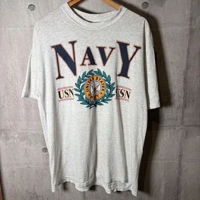 【SOFFE製】U.S.NAVY 米海軍 ミリタリーTシャツ 霜降りグレー L