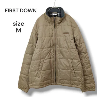 美品 FIRST DOWN 中綿ジャケット キルトジャケット M ベージュ 撥水