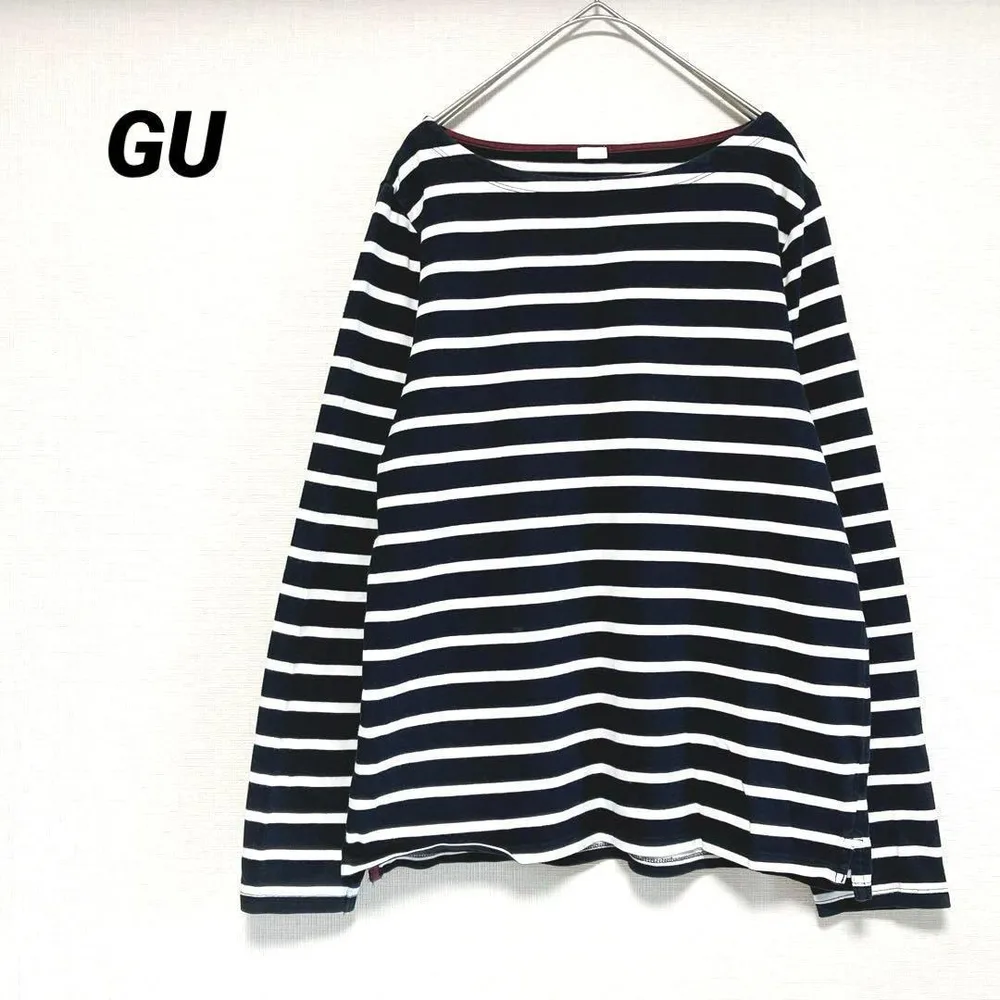 GU 長袖Tシャツ カットソー ブラック ホワイト L