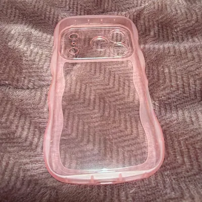 iPhone用ケース ウェーブデザイン 半透明ピンク