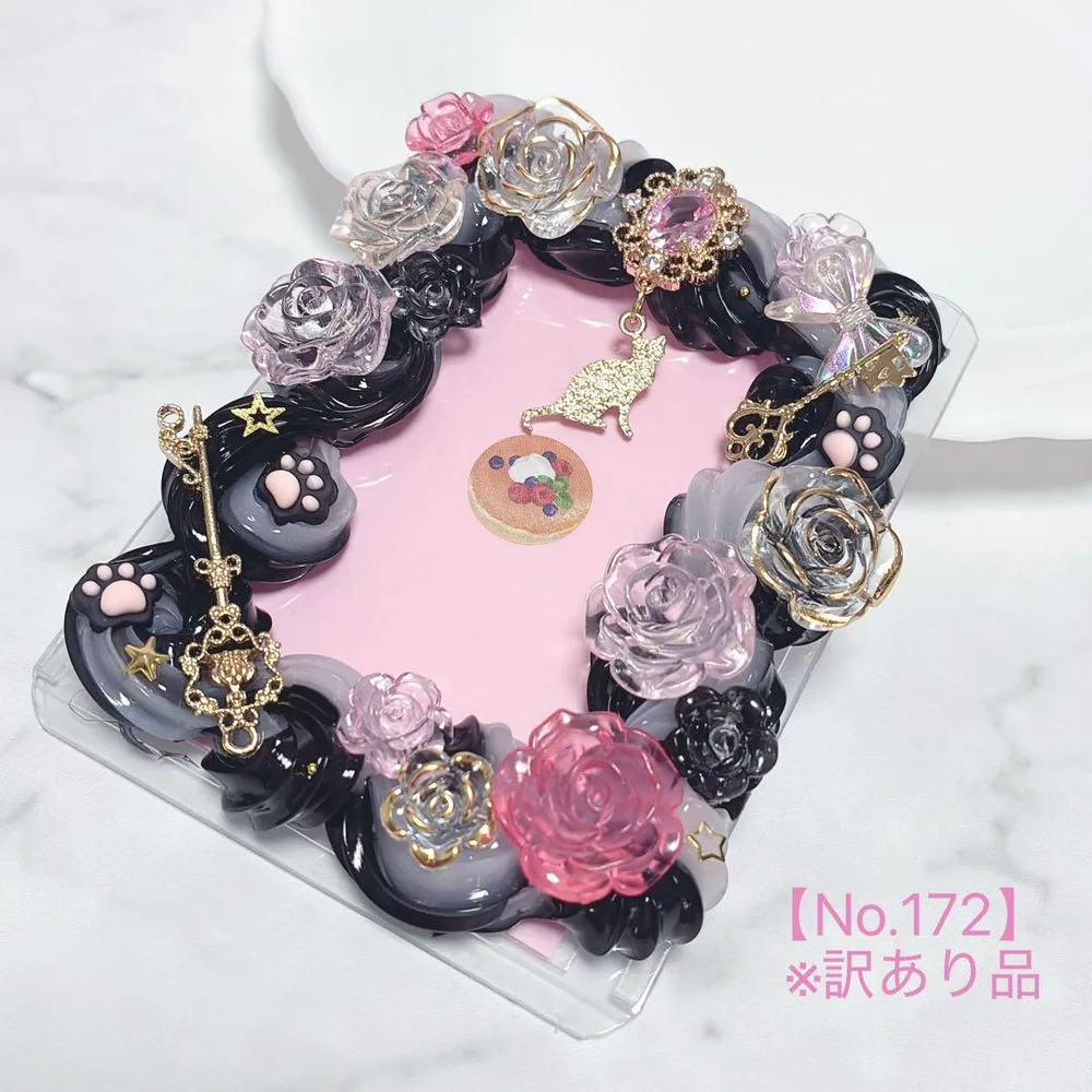ホイップデコ B8 トレカケース 黒 ピンク 猫 【No.172】訳あり品
