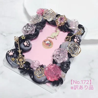 ホイップデコ B8 トレカケース 黒 ピンク 猫 【No.172】訳あり品