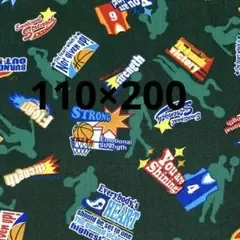 バスケットボール柄 綿プリント生地 布 110×200 グリーン スポーツ 部活