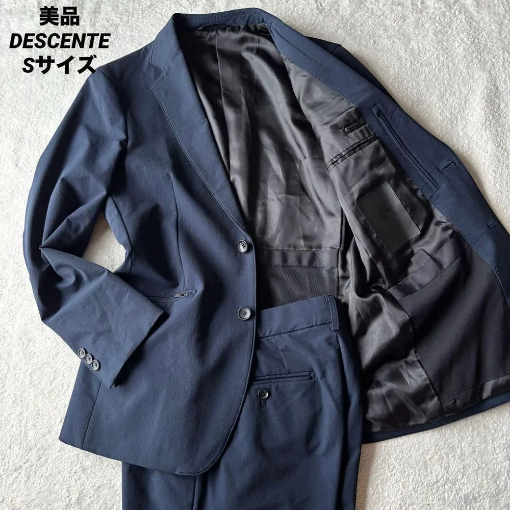 美品 DESCENTE デサント スーツ セットアップ S ストレッチ ネイビー