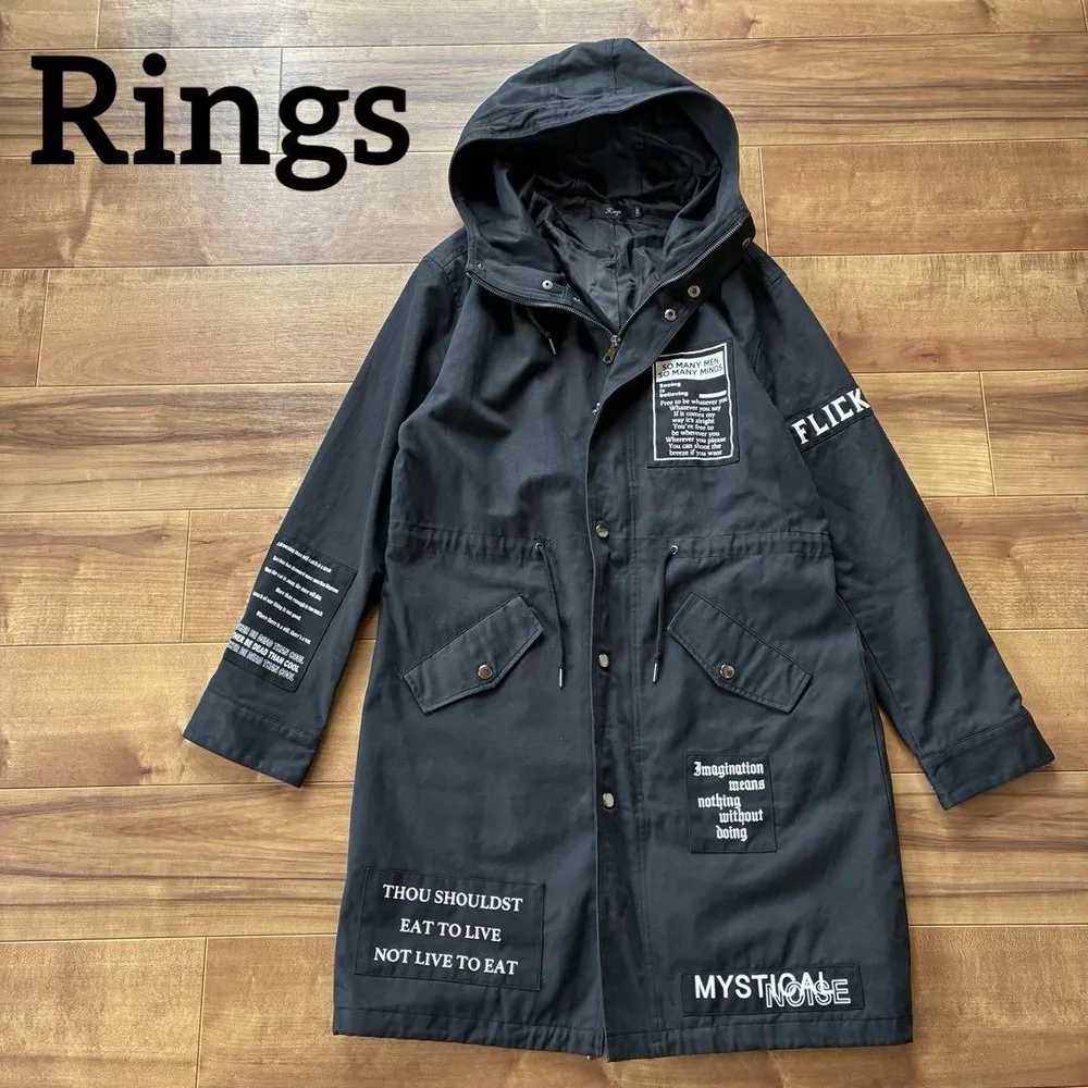 Rings リングス モッズコート ワッペン ジャケット ブルゾン ブラック M
