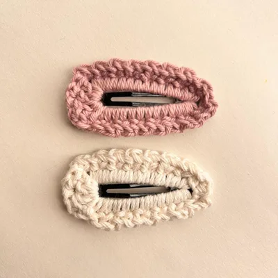 ヘアピン2個セット ピンク ホワイト ベビー キッズ ハンドメイド かぎ針編み