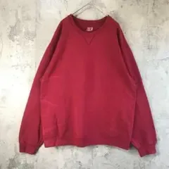 Y2197古着 トレーナー スウェット えんじ 無地 90s Y2K