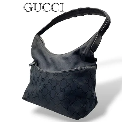 P GUCCI グッチ GGキャンバス ワンショルダーバッグ ブラック 黒