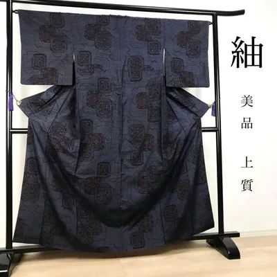 ZF-951 紬 正絹 広衿 袷 美品 上質 お洒落 カジュアル 高級