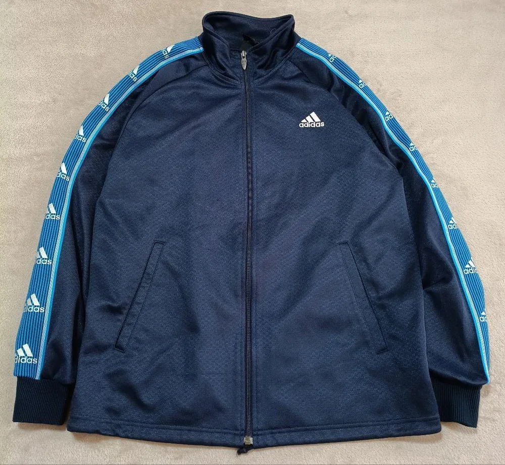 00s adidas 袖ロゴ ジップアップ トラックジャケット Mサイズ