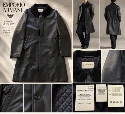EMPORIO ARMANI ラムレザー ロングコート 黒 46 本革