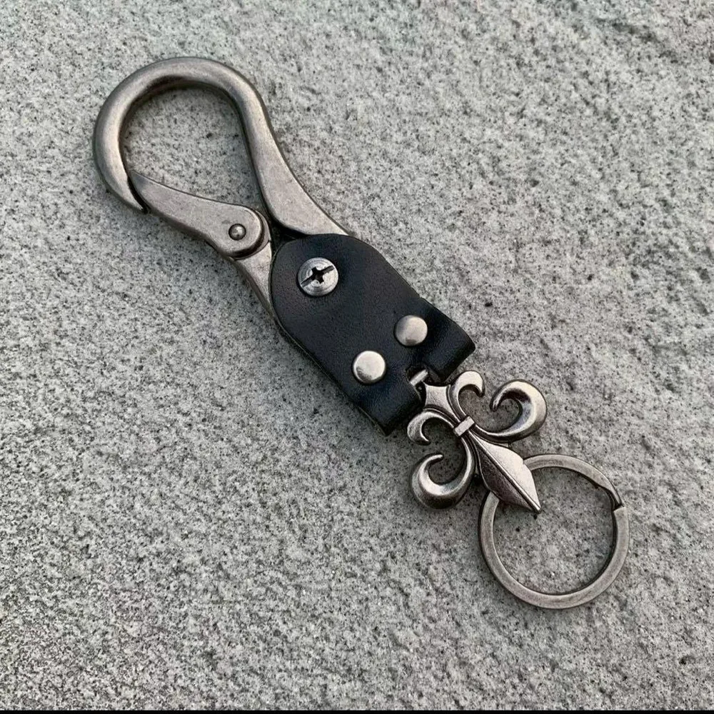 カラビナ キーリング フレアチャーム ヴィンテージ キーホルダー 革 レザー