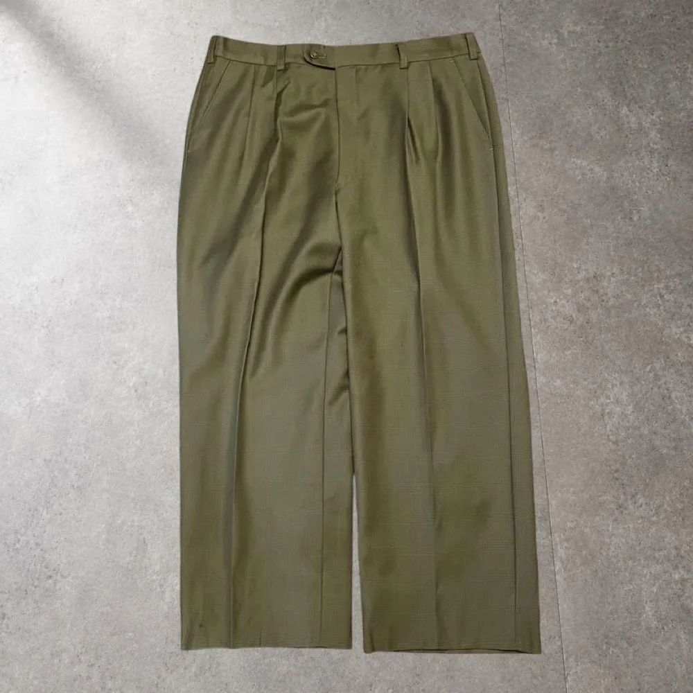 dunhill メンズ スラックス パンツ オリーブ チェック柄 slacks
