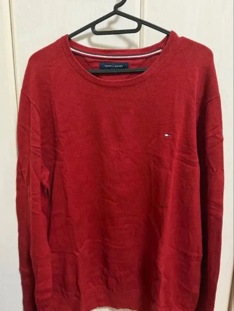 TOMMY HILFIGER クルーネック ニット セーター レッド L/G