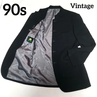 【90s】ビンテージ マオカラー・スーツ セットアップ ブラック 希少!