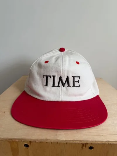 TIME キャップ 刺繍 スナップバック ホワイト レッド
