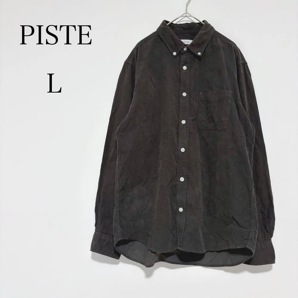 PISTE コーデュロイ素材 ボタンダウンシャツ 長袖 綿100% 【L】