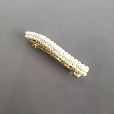 パール バレッタ ゴールド ヘアアクセサリー