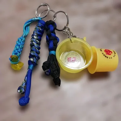 パラコード キーホルダー ブルー系 銭湯桶 アヒル