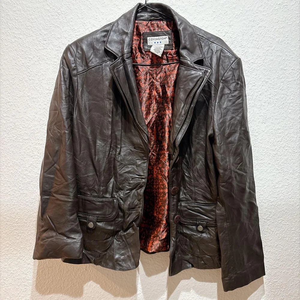 COVINGTON 本革 レザージャケット ブラウン XL