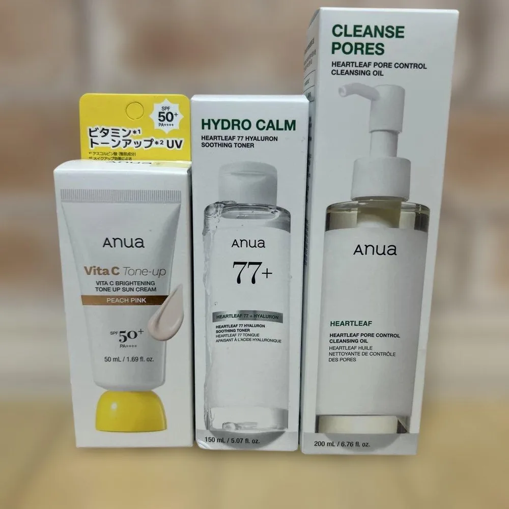 Anuaトーンアップクリーム、ドクダミ77+トナー、クレンジングオイルセット
