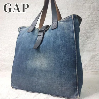 OLD GAP ギャップ トートバッグ デニム レザー フェード Y2K 00s