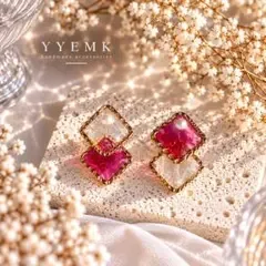 YYEMK ニュアンスレジンピアス ハンドメイド