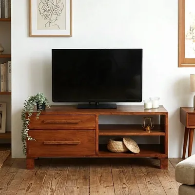 西海岸 ローボード 110 AVボード テレビ台 ラック 飾り棚 アジアン 無垢
