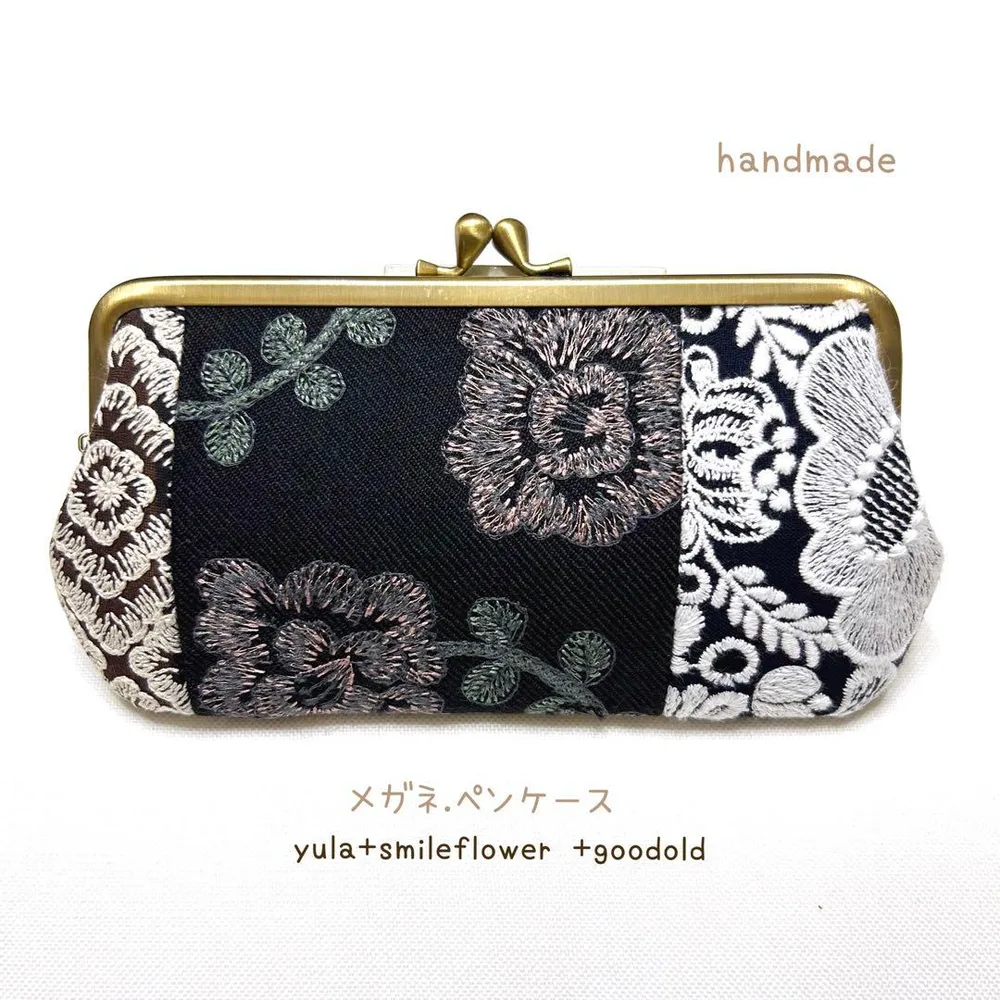 ミナペルホネン ハンドメイド がま口 メガネ・ペン⭐️希少yula goodold